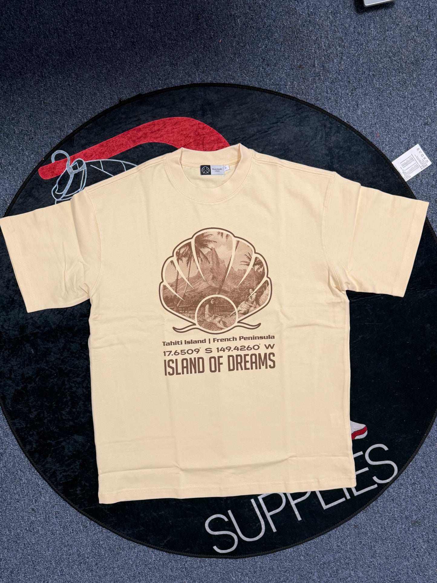 Blaq Pearl "Island of Dreams" Beige Oversized Graphic Tee