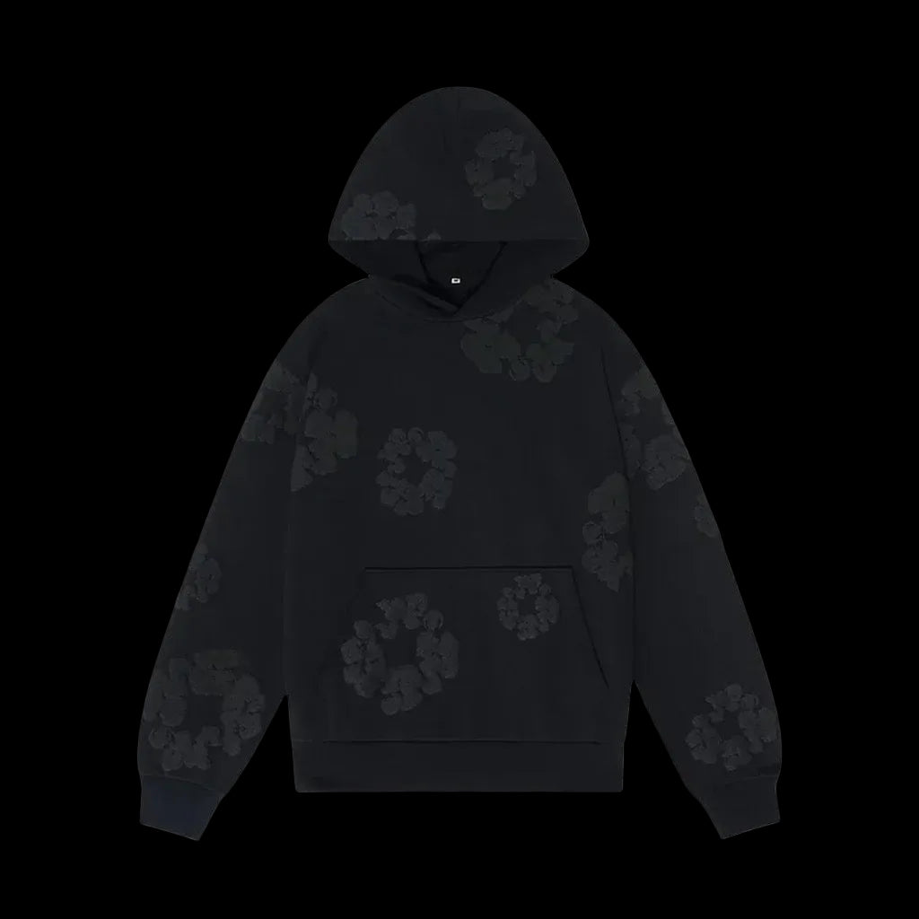 Denim Tears Cotton Wreath Hoodie "Black Monochrome"