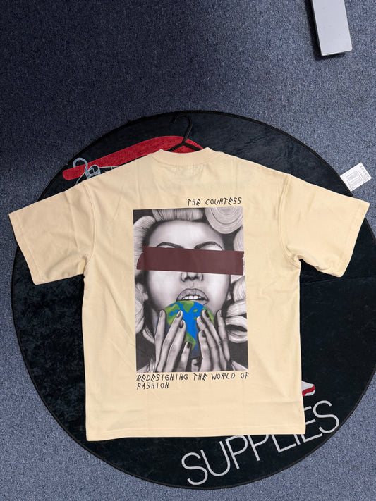 Blaq Pearl "The Countess Beige with Brown Accent T-Shirt