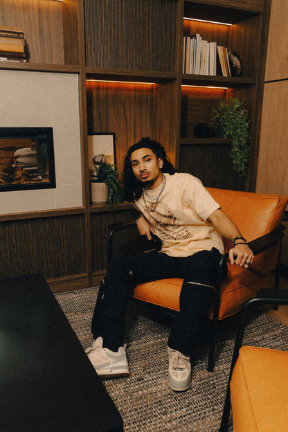 Blaq Pearl "Island of Dreams" Beige Oversized Graphic Tee