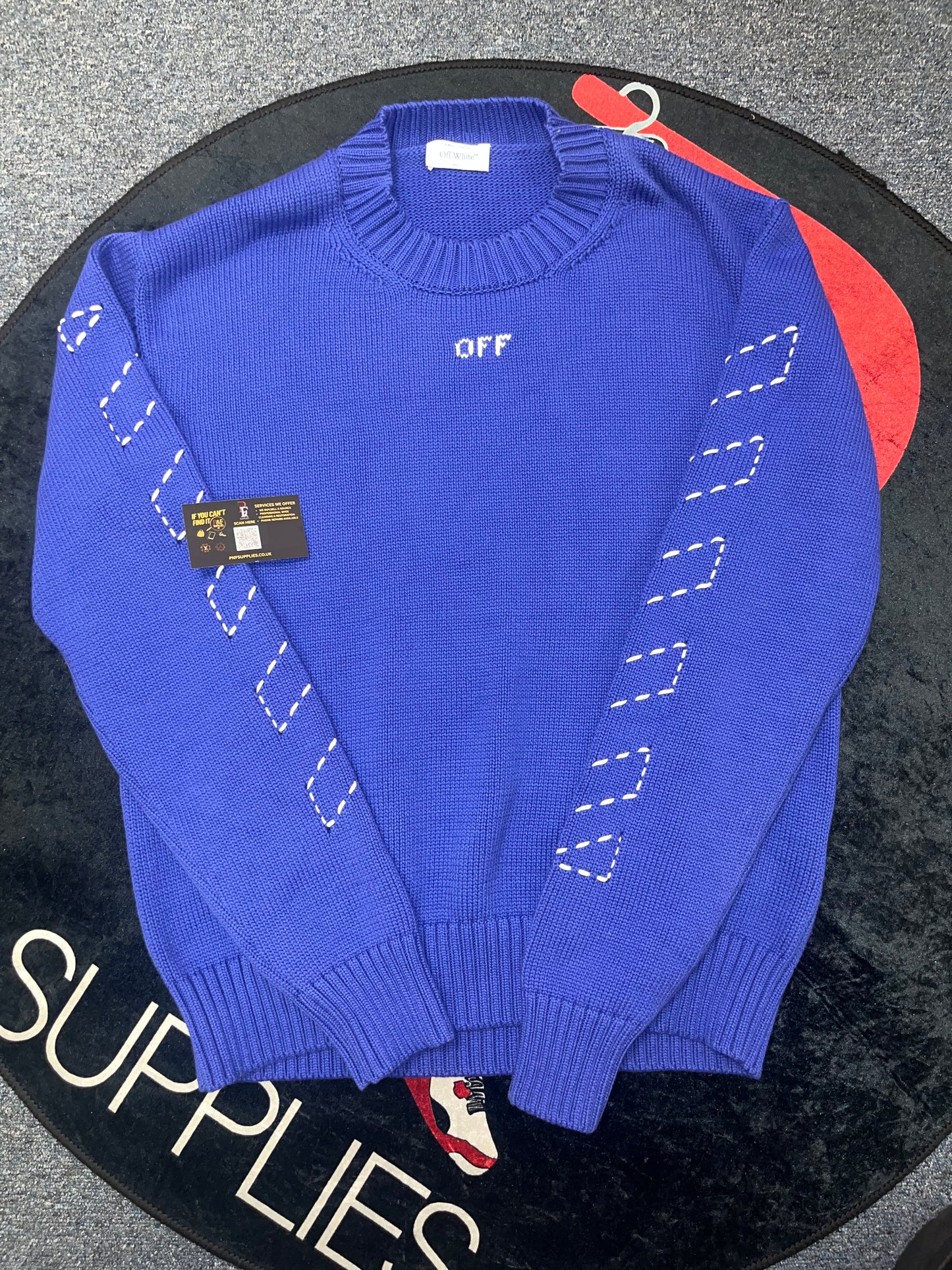 Off white blue knit jumper