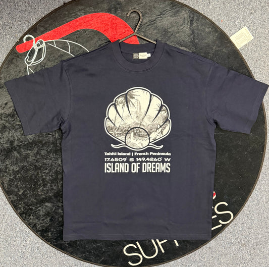 Blaq Pearl "Island of Dreams" Navy Blue Oversized Graphic Tee