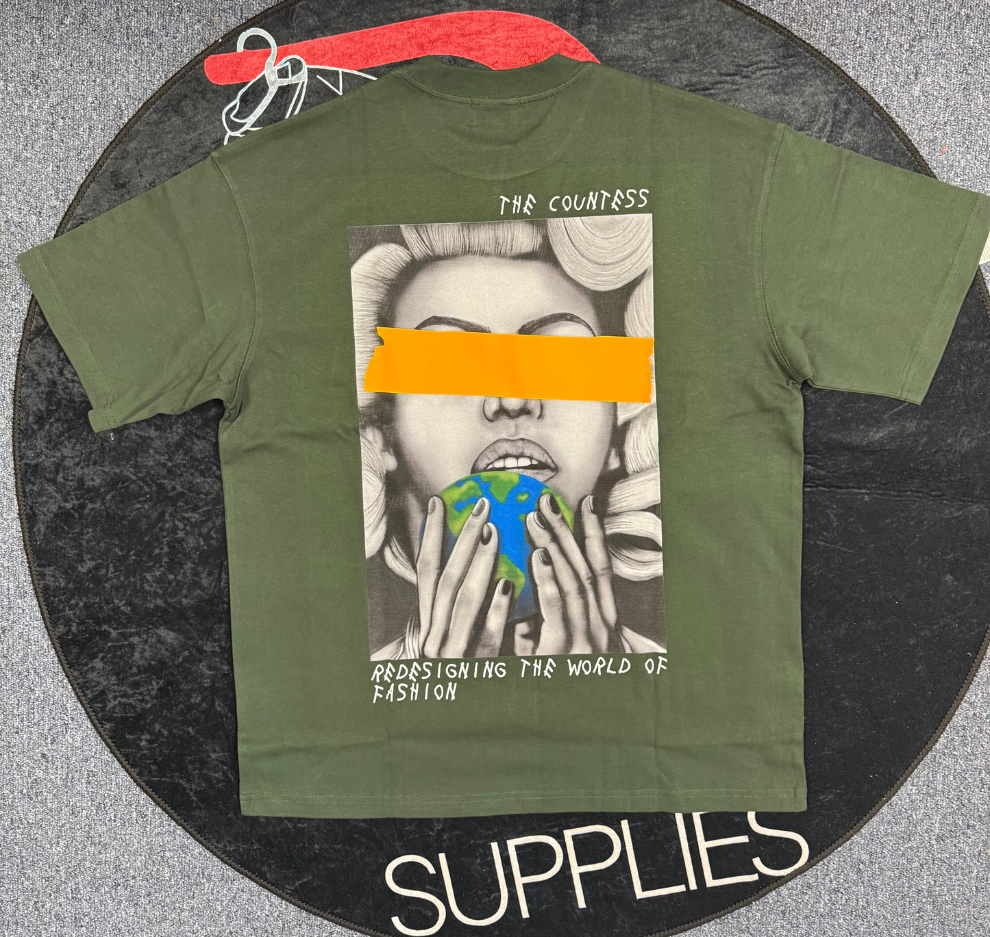 Blaq Pearl "The Countess Olive Green with Orange accent T-Shirt