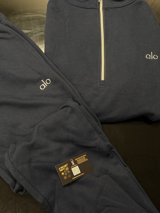 Alo Quarterzip Navy Tracksuit Flared
