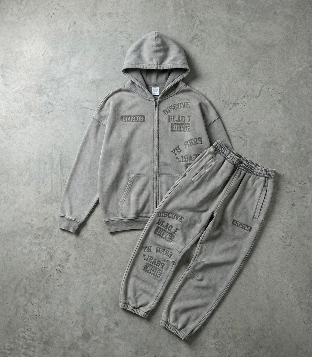 BLAQ PEARL DIVISON | Washed Grey Zip Tracksuit