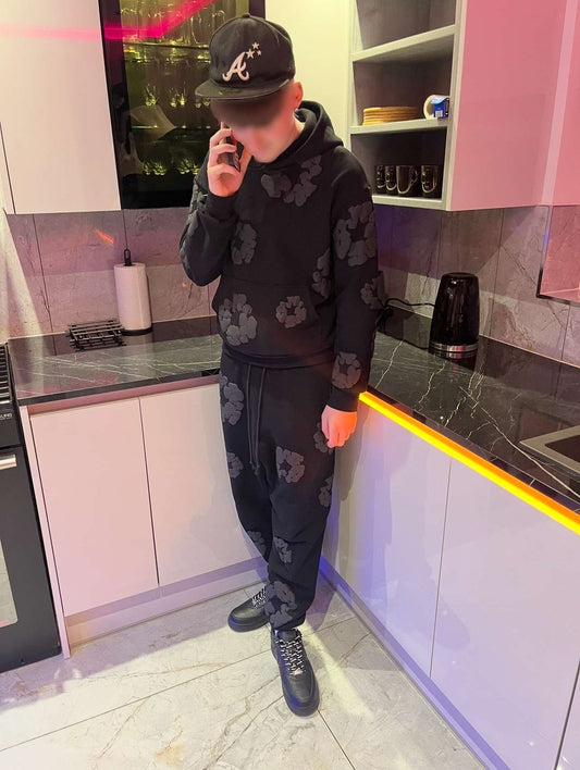 Denim Tears The Cotton Wreath Tracksuit 'Black Monochrome'