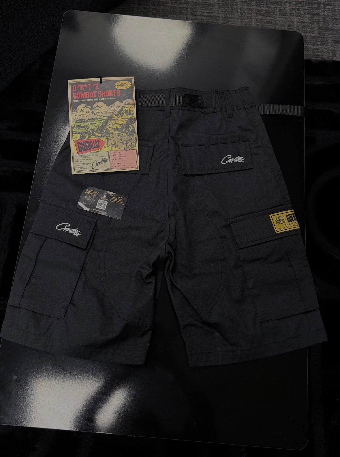 Corteiz Alcatraz Cargo Shorts Black