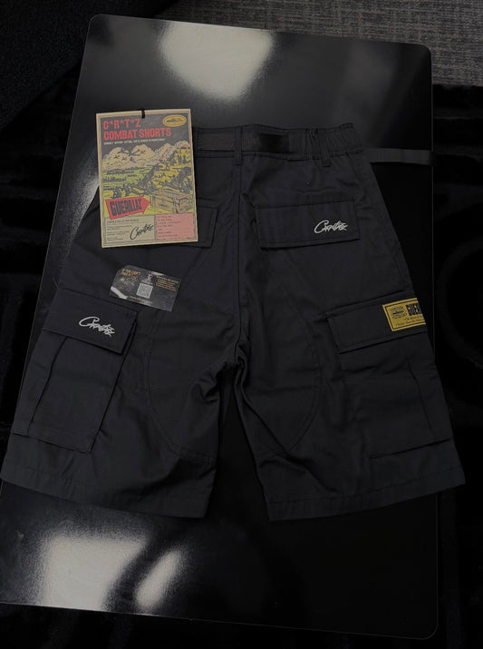 Corteiz Alcatraz Cargo Shorts Black