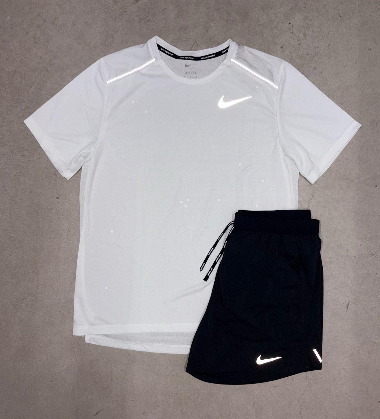 White Tee Miller Black Short Set